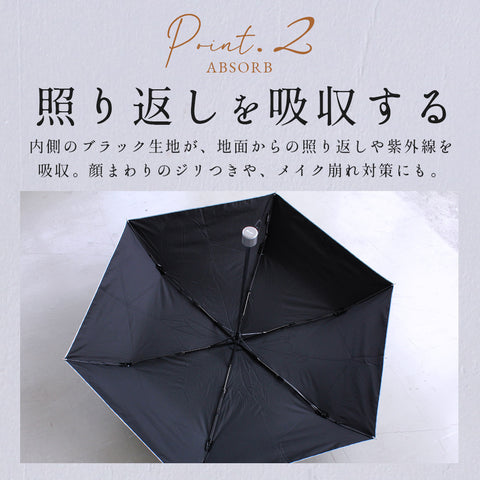 シルバーリフレクト日傘 折りたたみ 遮光99.99％ 晴雨兼用 UVカット 60cm waterfront